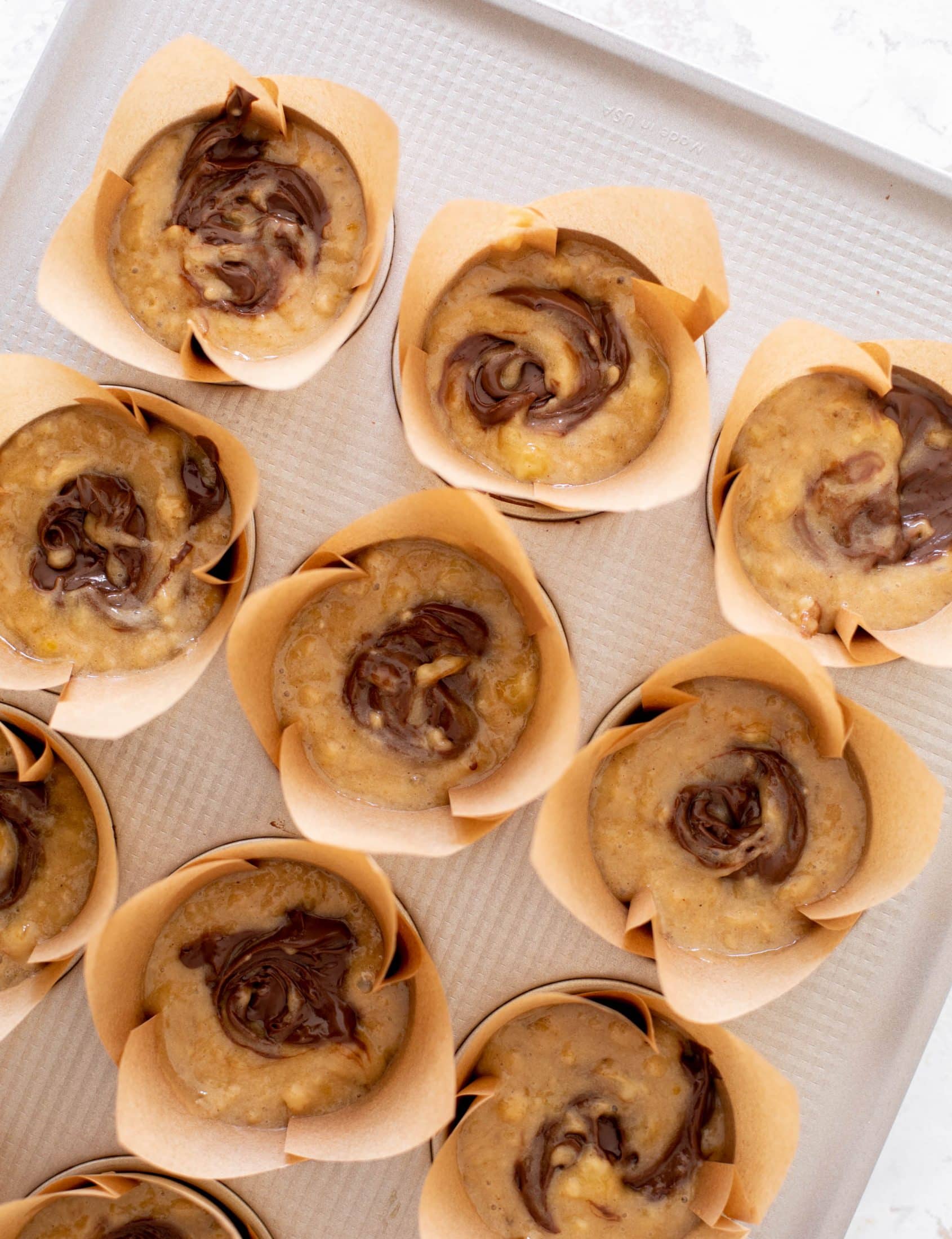 nutella stuffed banana muffins