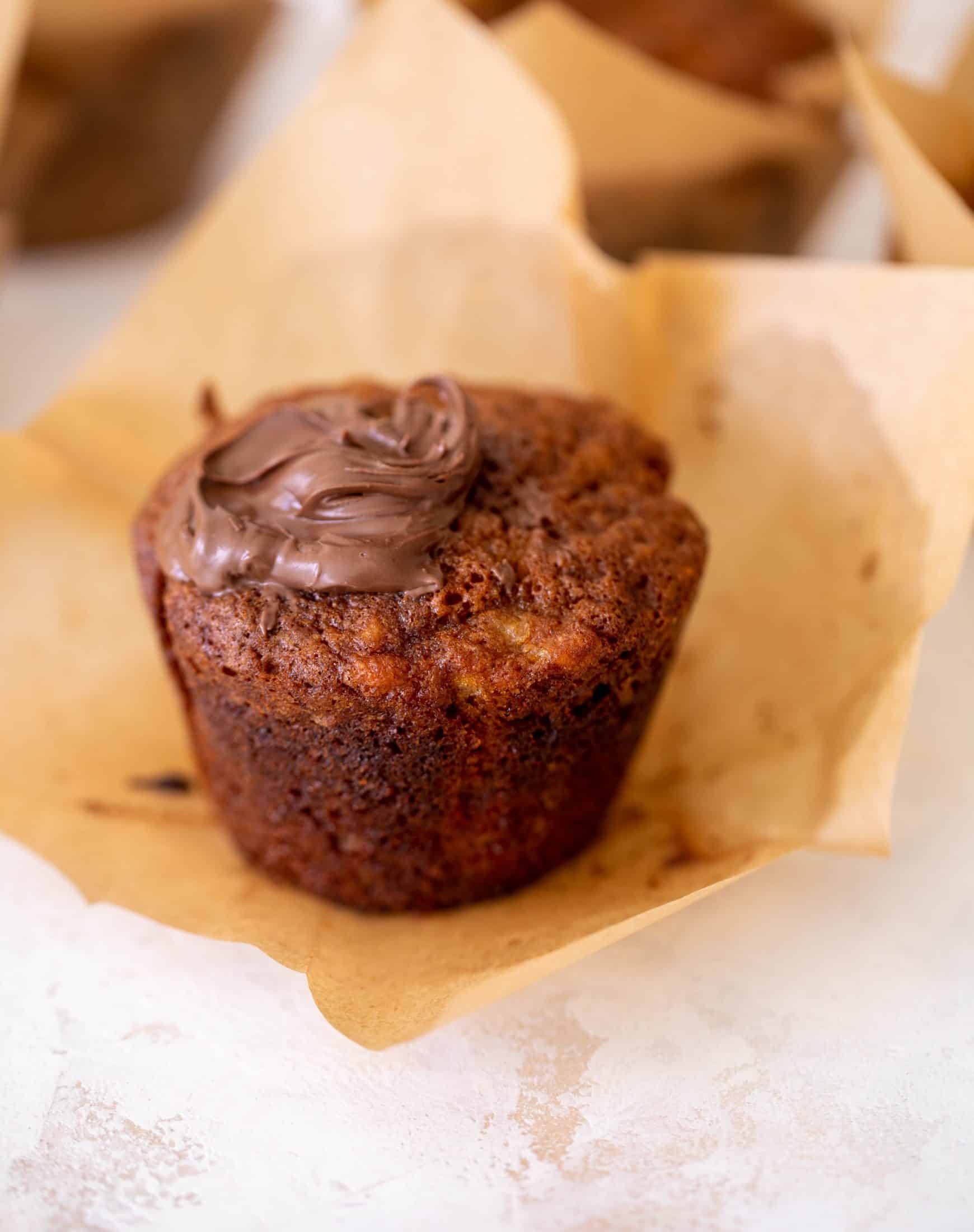 nutella stuffed banana muffins
