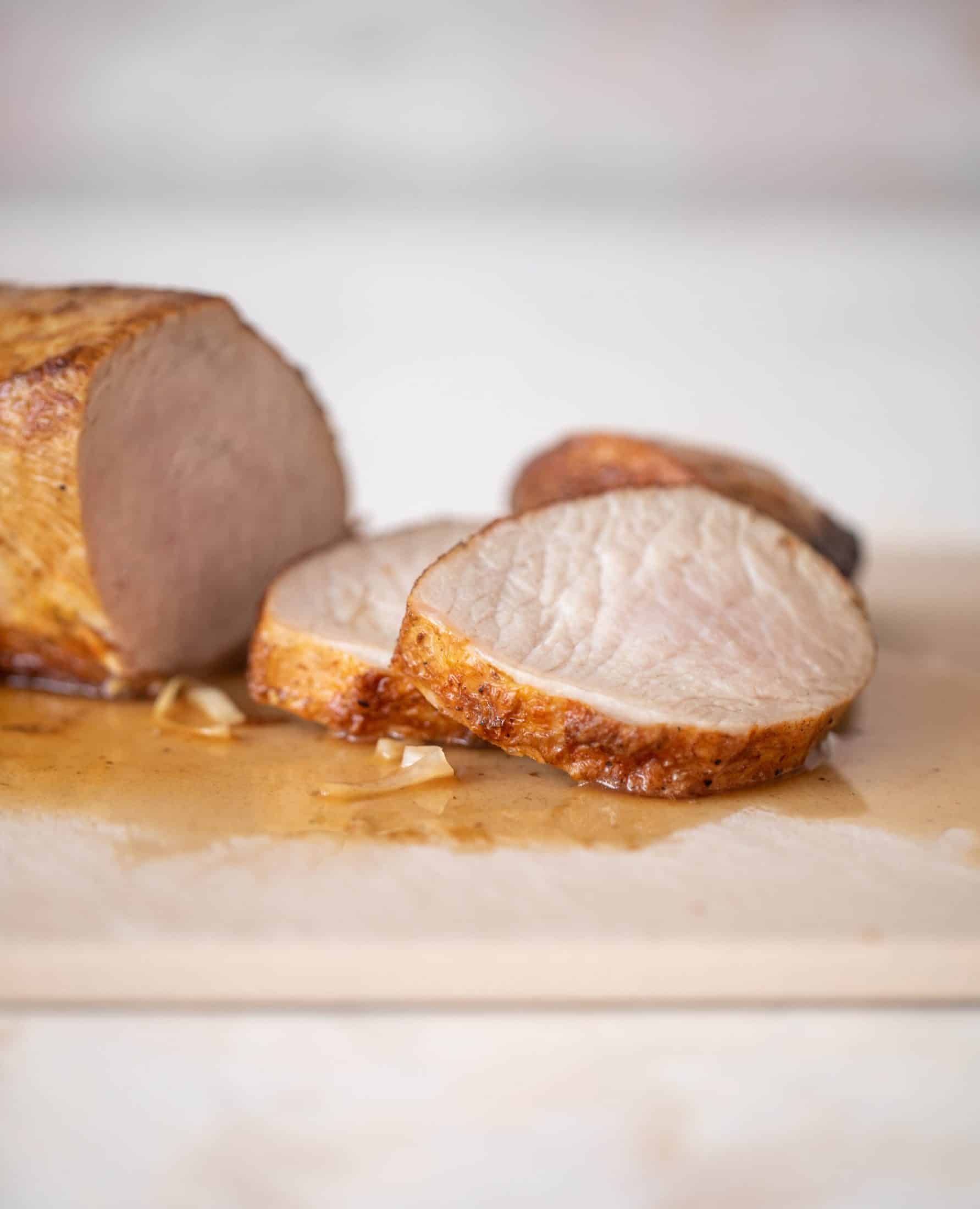 sticky pork tenderloin with warm apple slaw