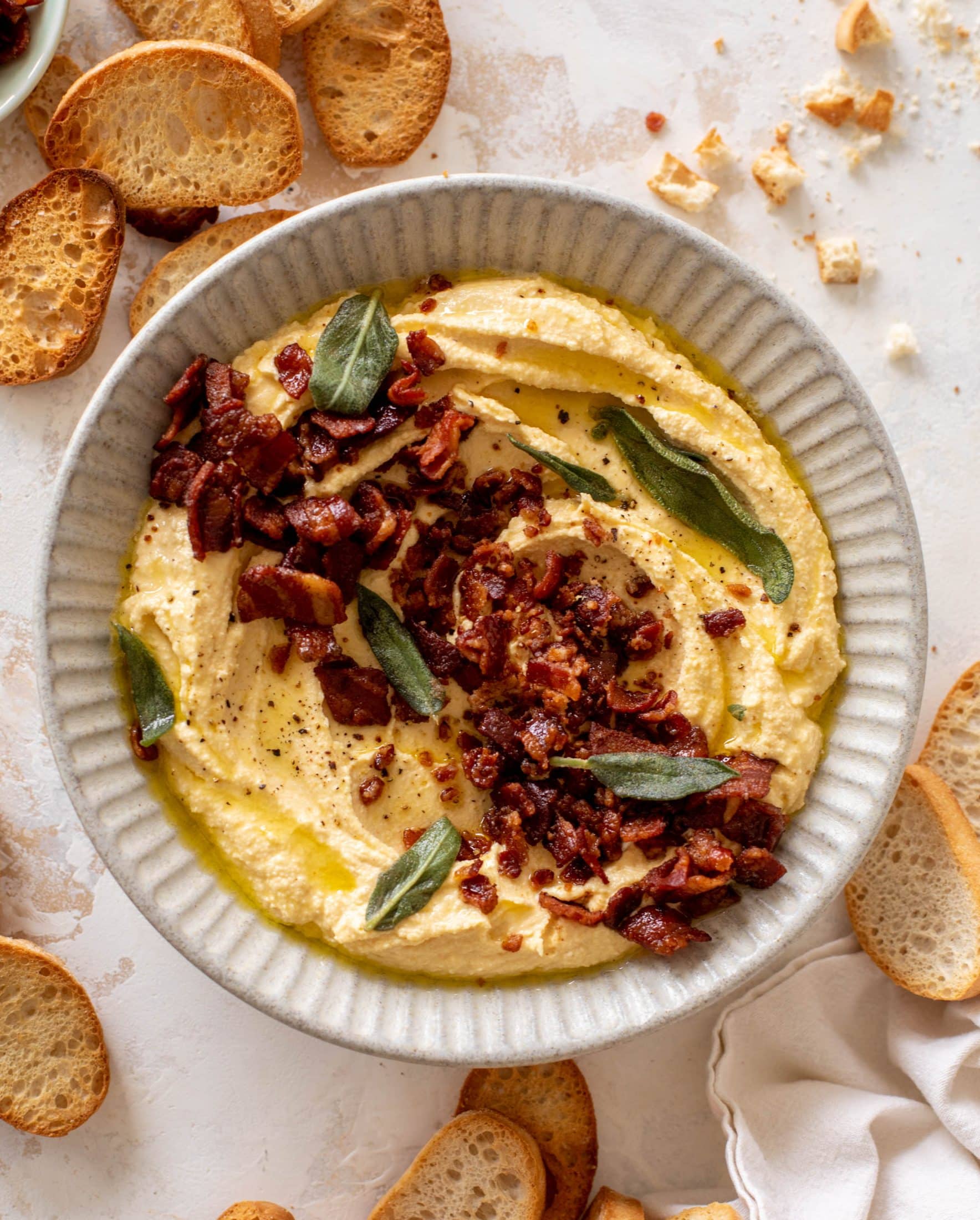 pumpkin whipped feta with candied chipotle bacon