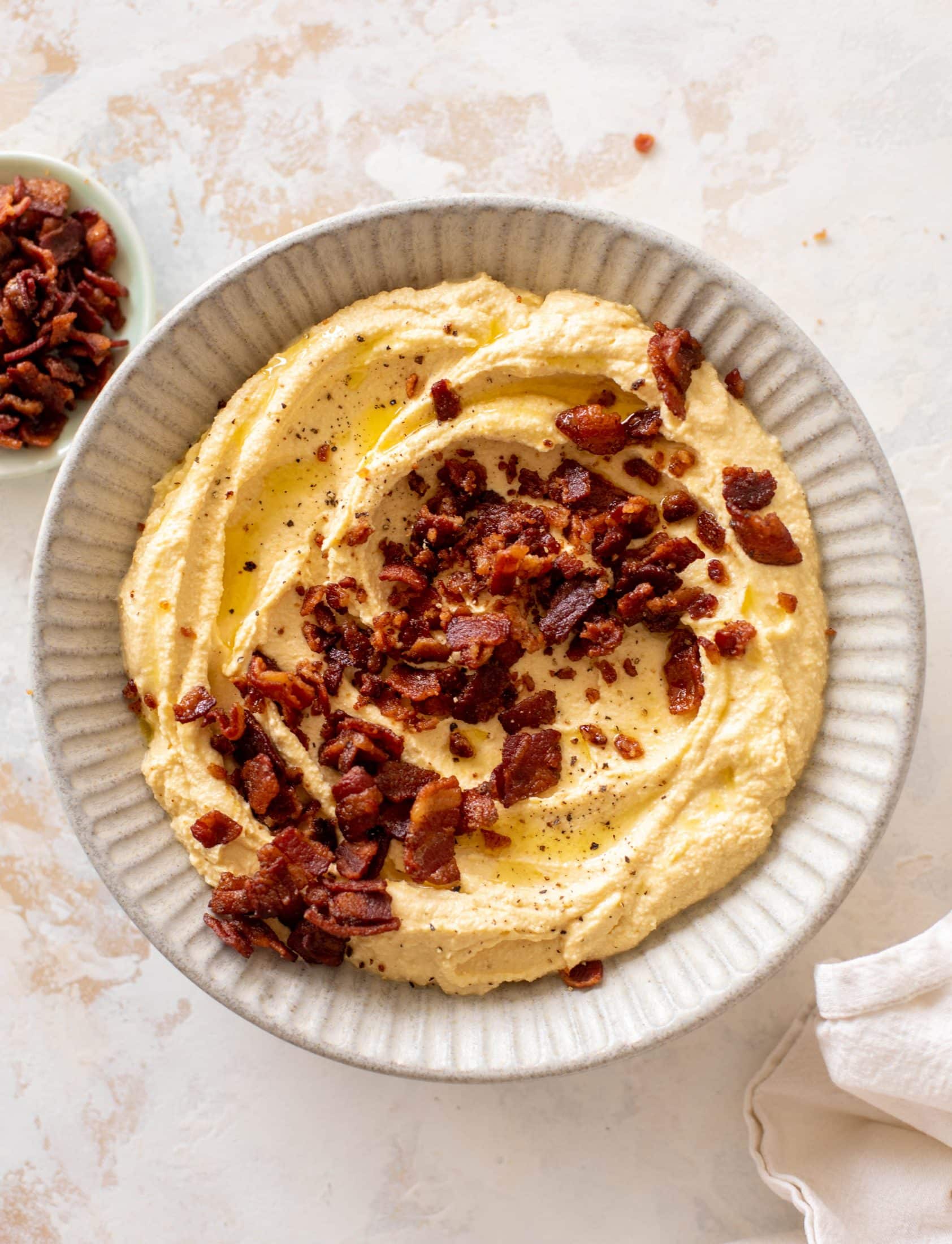 pumpkin whipped feta with candied chipotle bacon