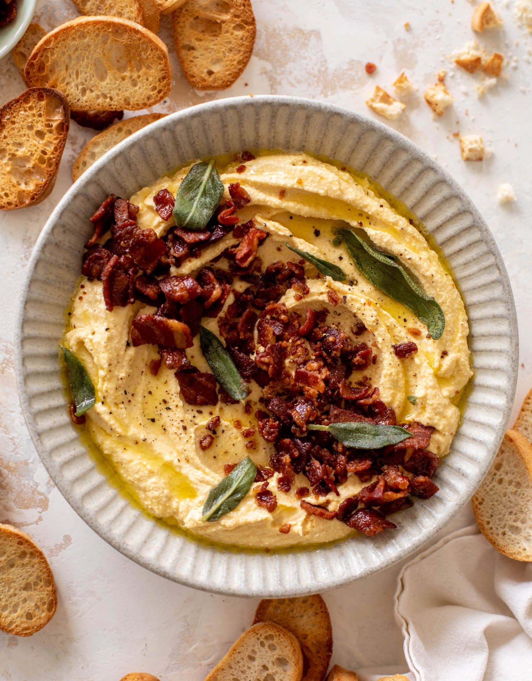 pumpkin whipped feta with candied chipotle bacon